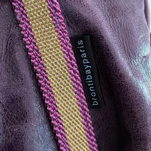Brontibay Paris Purple Leather and Gold Bowling Handbag - Picture 2 of 13